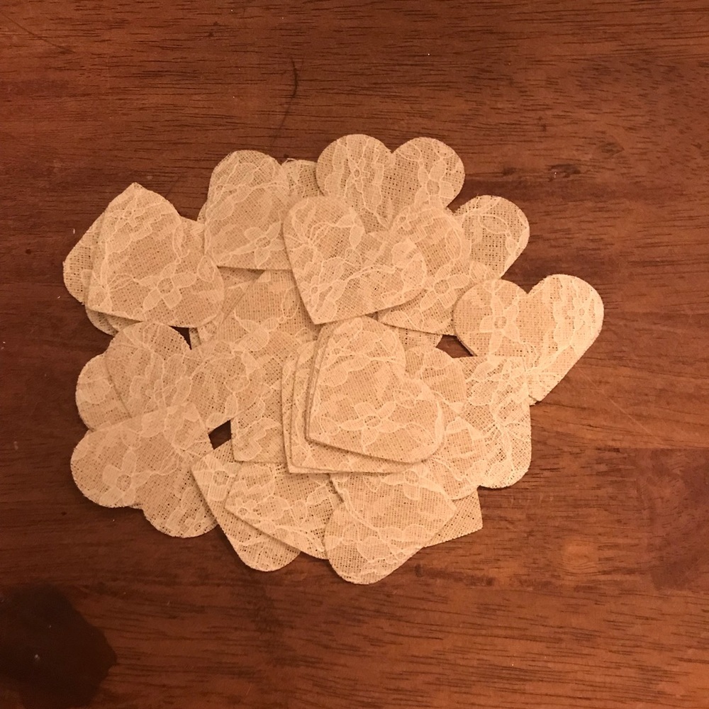 36 Lace Burlap Hearts